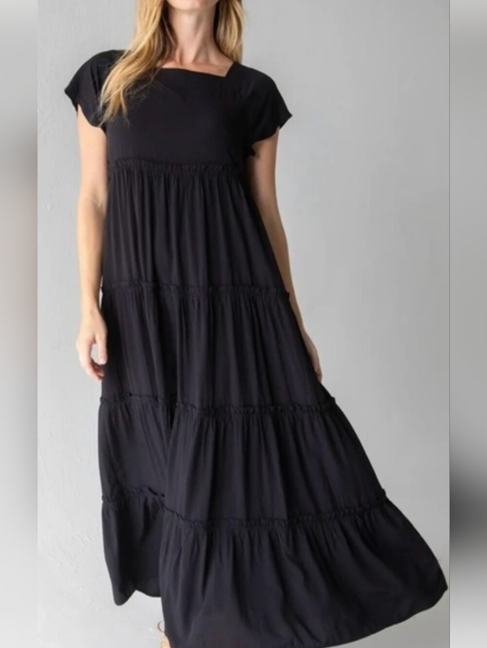 NATURAL LIFE Navy Tiered Maxi Dress Sz Sm